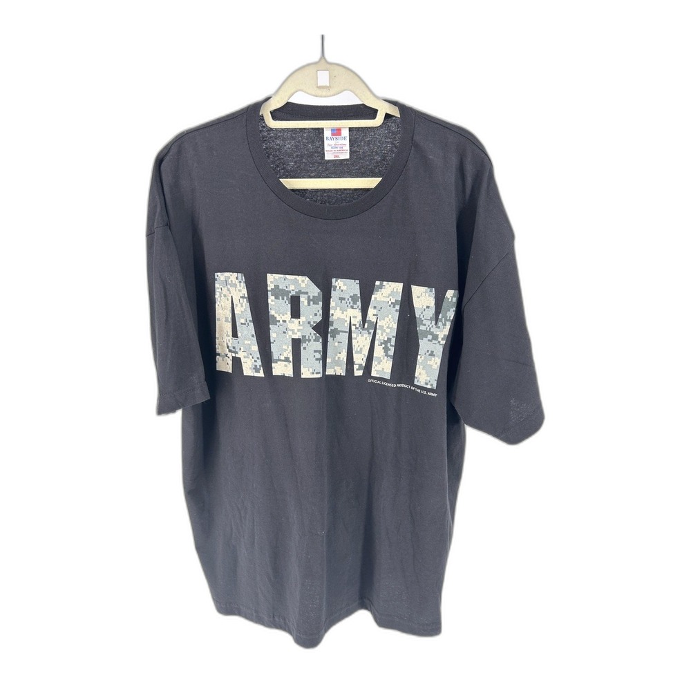 Bayside Army Graphic Tee Mens 2XL Black Digital Camo Print Made in USA